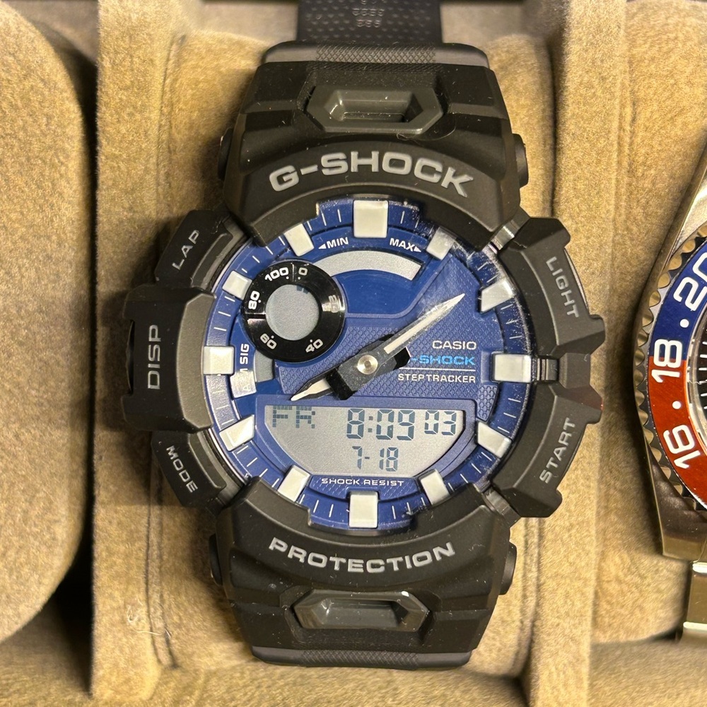 G-Shock Black and Blue Steel Tracker Watch